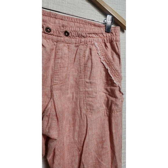 Anthropologie Hei Hei Pants Crop‎ Pockets Pull On Women's Sz XS Pink Coral Linen - Picture 5 of 12